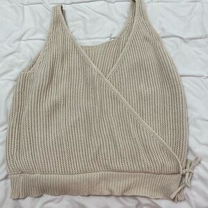 Beige Knit Wrap Tank Top